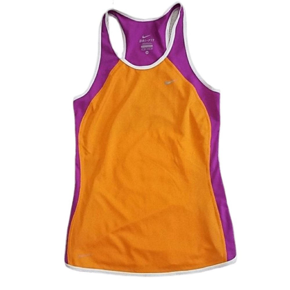 Nike Dri-Fit Orange and Purple Tank Top Shirt Size Extra Small XS Gym Exercise